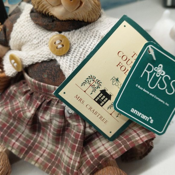 Vintage Russ The Country Folks Mrs. Crabtree Resin & Cloth Cat - Picture 5 of 10